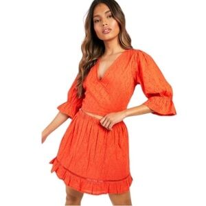 NWT Women’s Eyelet Crop Top and Pep Hem Mini Skirt Matching Set Sz 4